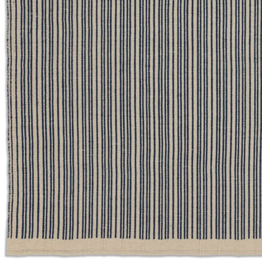 Morien Striped Indoor Outdoor Rug - Dark Blue, PET Yarn