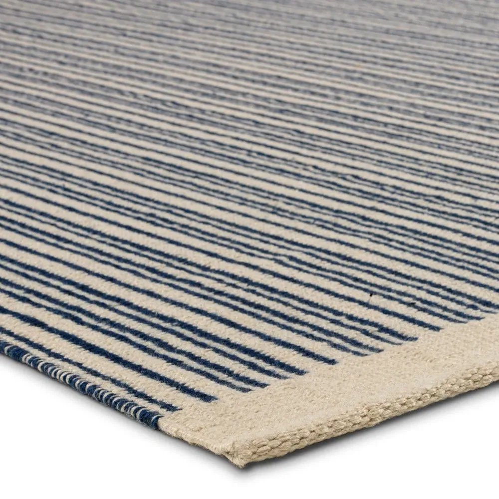 Morien Striped Indoor Outdoor Rug - Dark Blue, PET Yarn