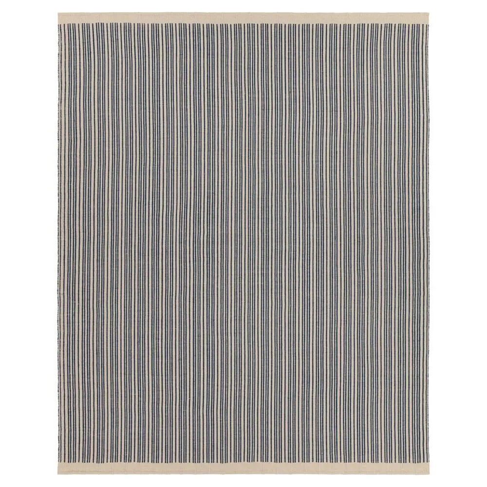 Morien Striped Indoor Outdoor Rug - Dark Blue, PET Yarn