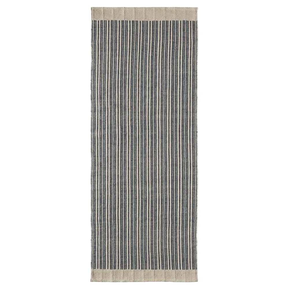 Morien Striped Indoor Outdoor Rug - Dark Blue, PET Yarn