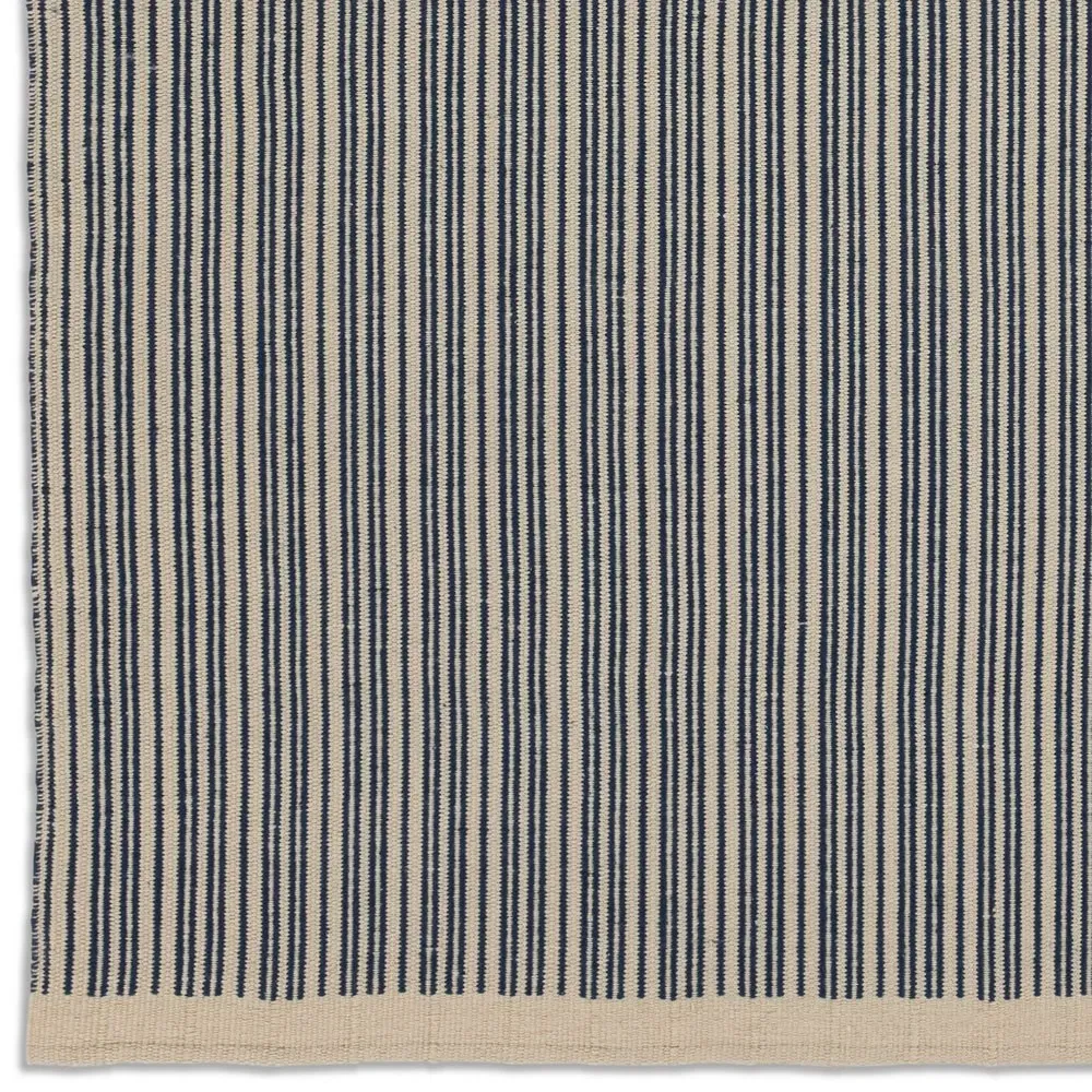 Morien Striped Indoor Outdoor Rug Sample - Dark Blue, PET Yarn