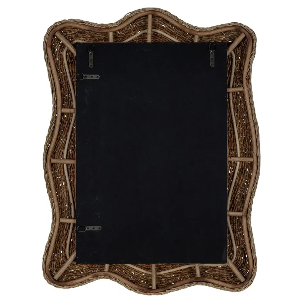 Morrell Coastal Banana Leaf Woven Wavy Frame Wall Mirror - Brown