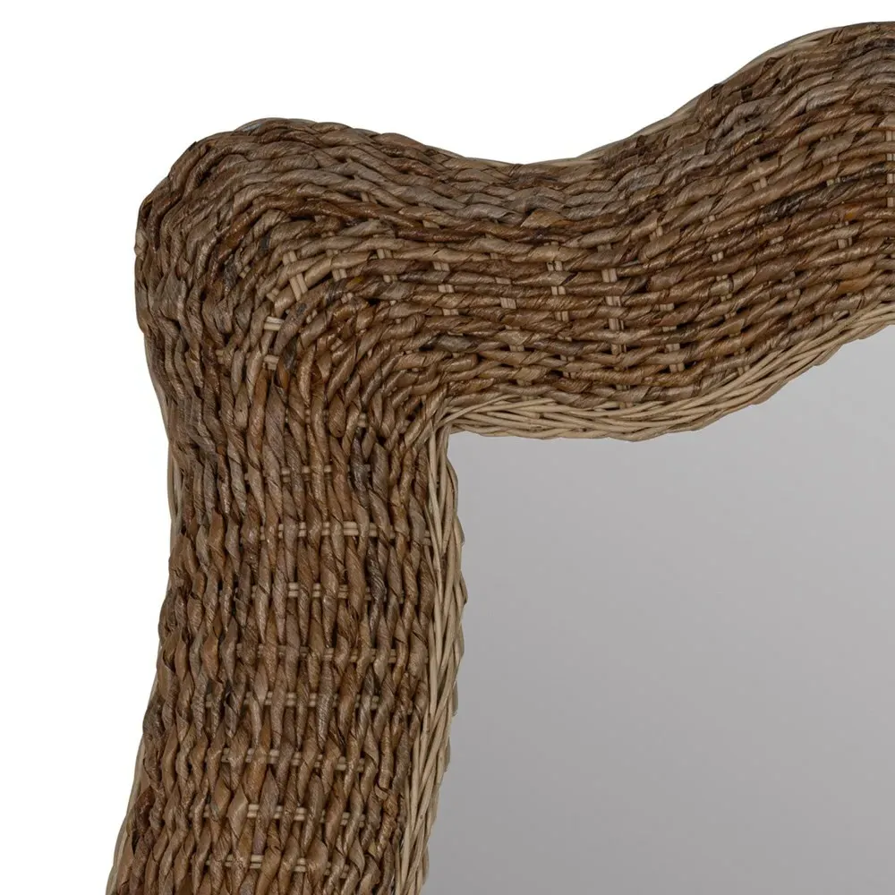 Morrell Coastal Banana Leaf Woven Wavy Frame Wall Mirror - Brown