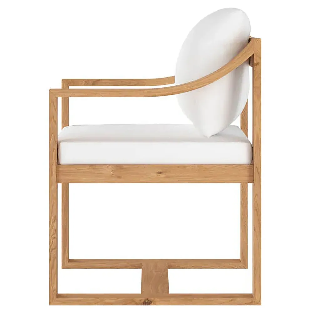 Morrow Outdoor Dining Arm Chair - White, Teak