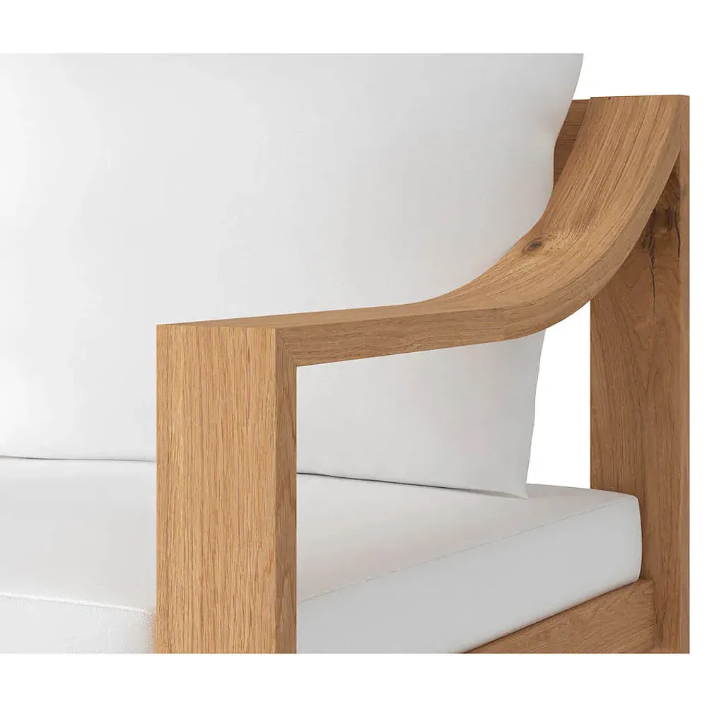 Morrow Outdoor Dining Arm Chair - White, Teak