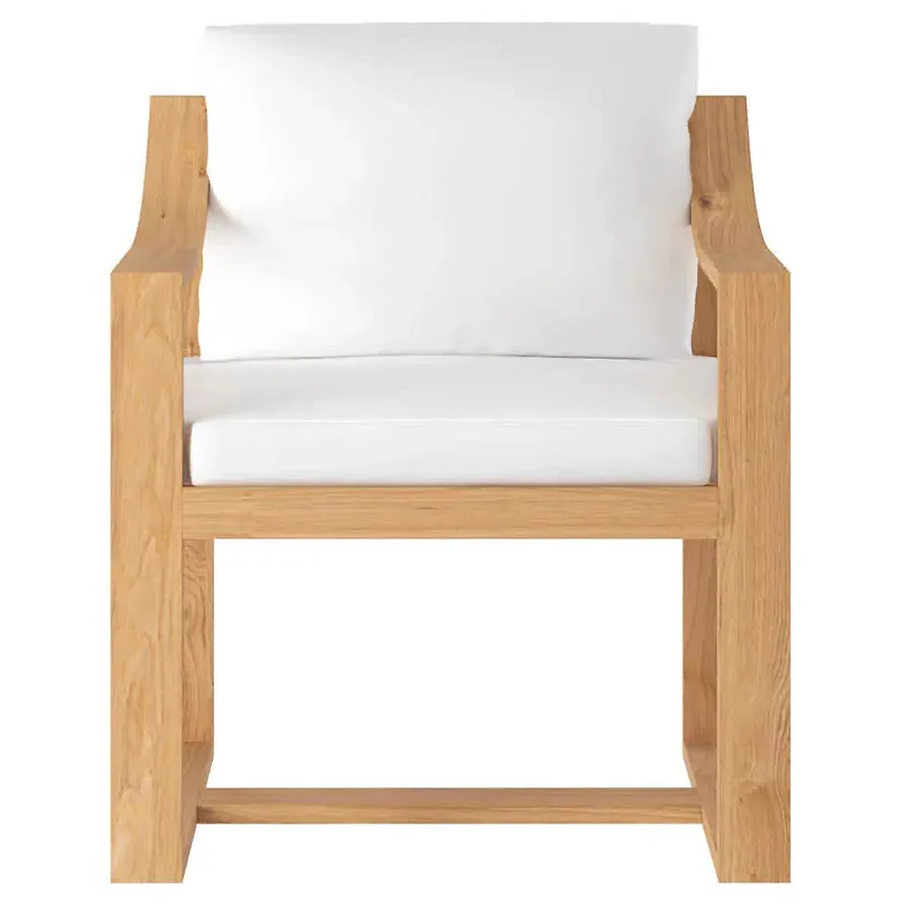 Morrow Outdoor Dining Arm Chair - White, Teak