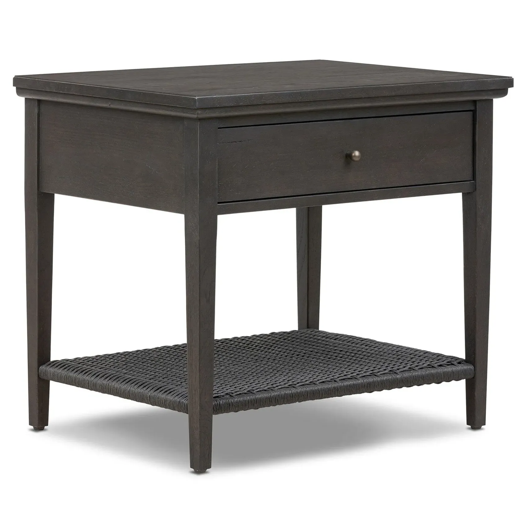 Mott Nightstand with Open Shelf - Smoked Black, Oak