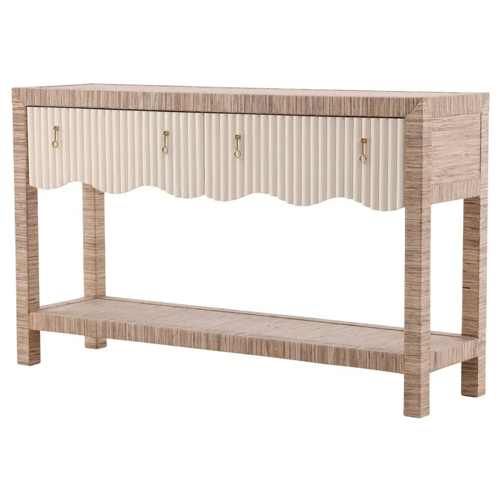 Moulin Rectangular Console Table - Cream, Mahogany
