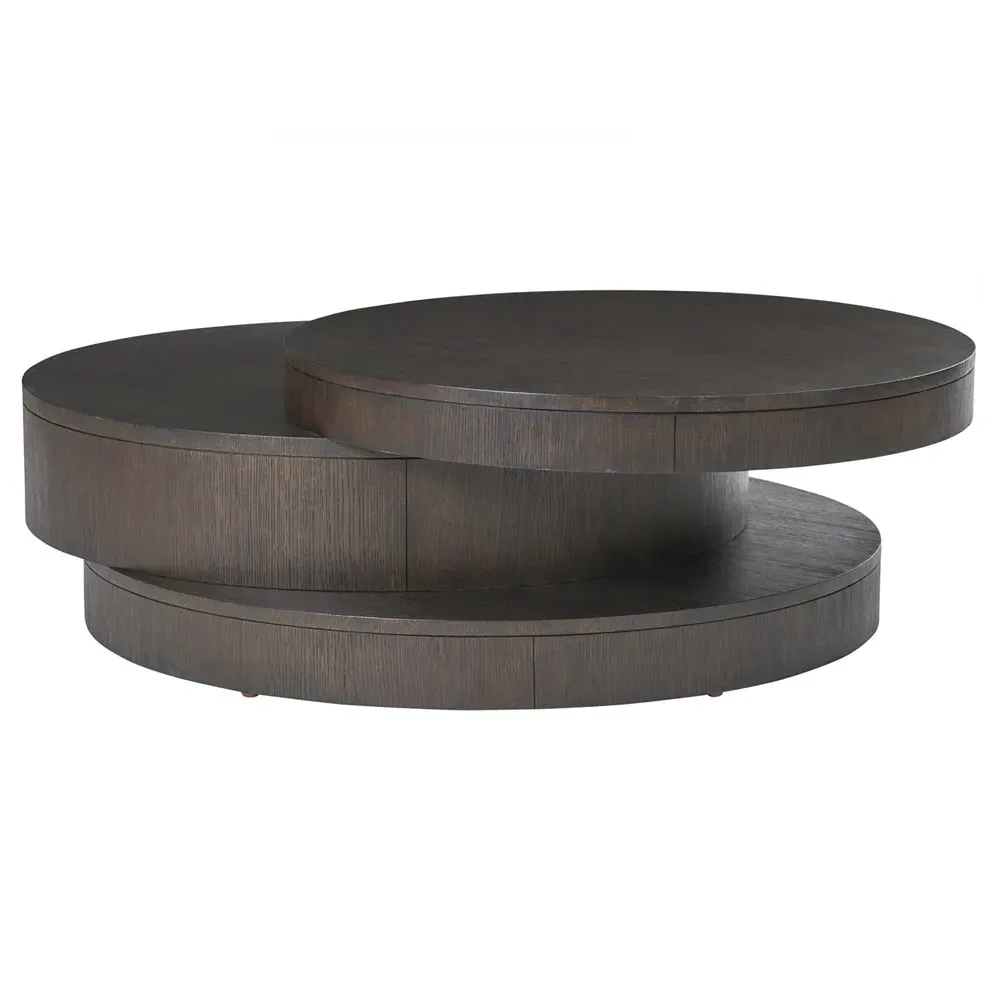 Mountaineer Round Cocktail Table with Storage - Brown, Oak image