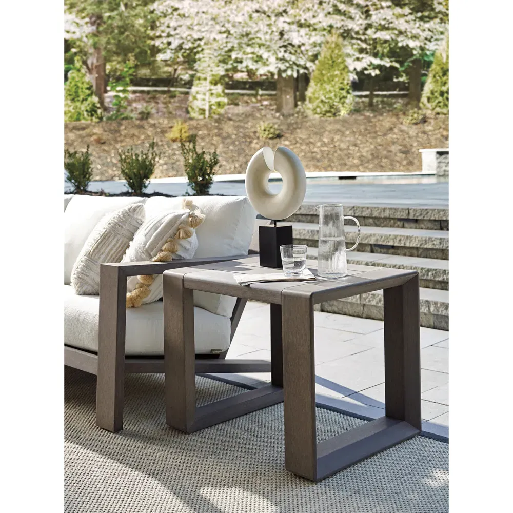 Mozambique Rectangular Outdoor Side Table - Brown, Teak