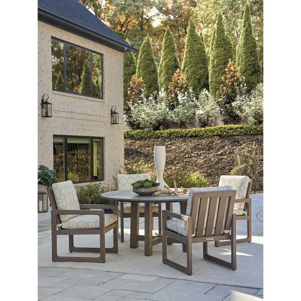 Mozambique Round Outdoor Dining Table - Brown, Teak