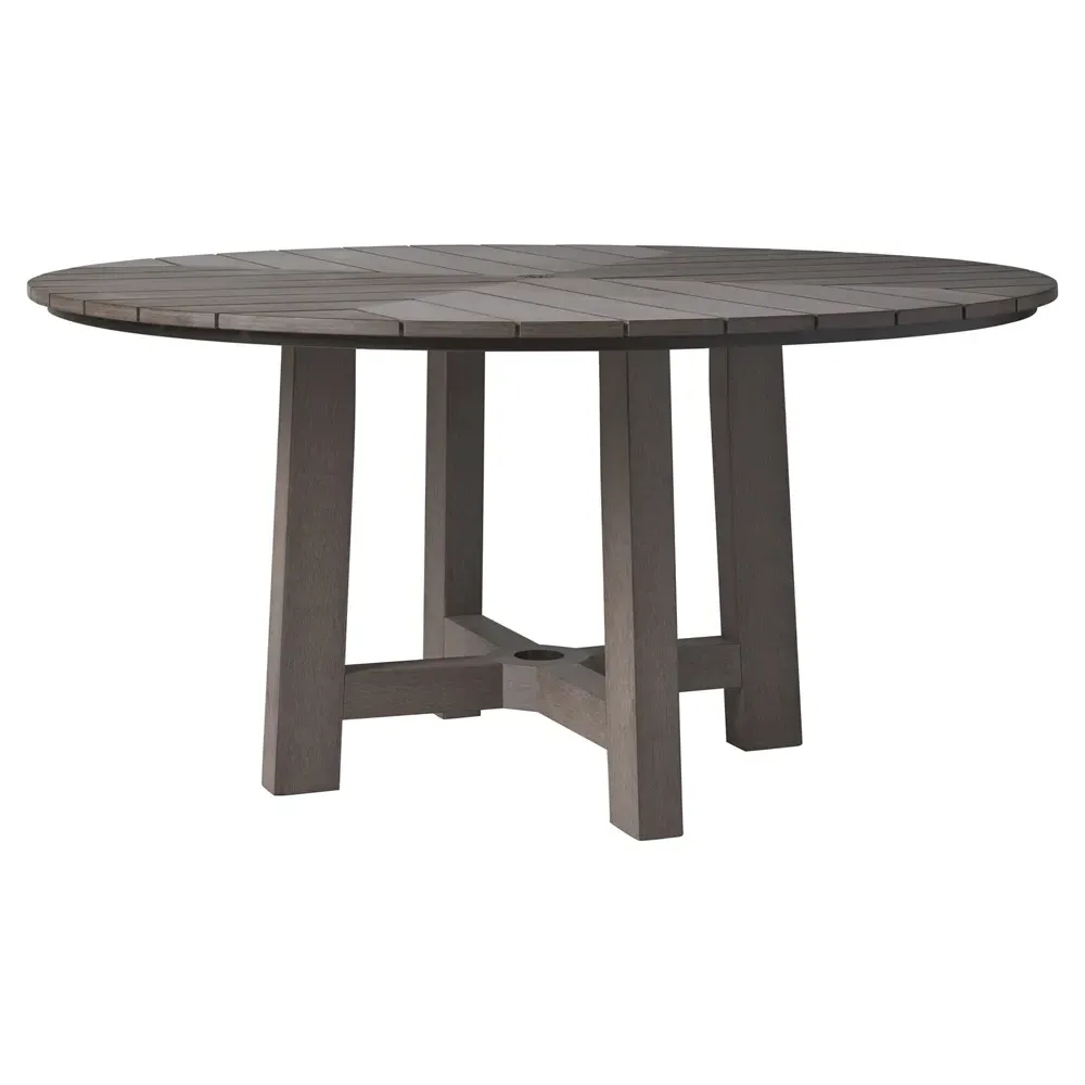 Mozambique Round Outdoor Dining Table - Brown, Teak