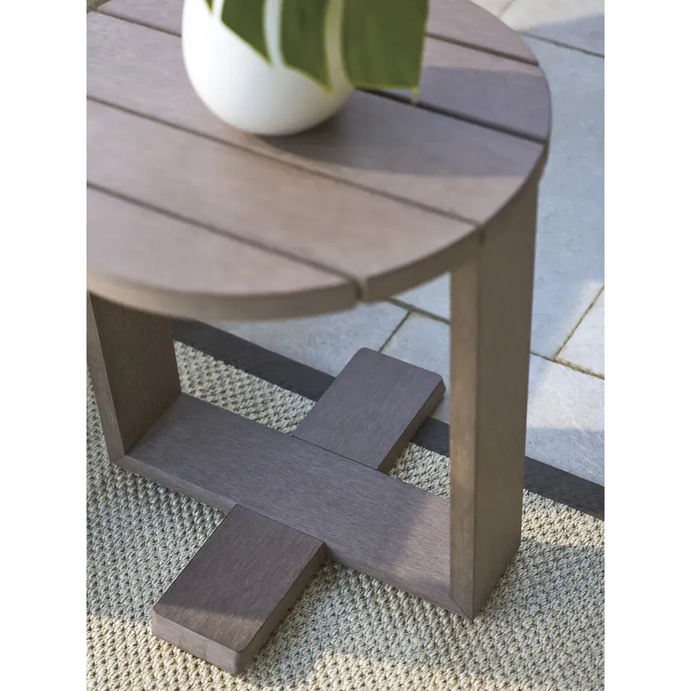 Mozambique Round Outdoor Side Table - Brown, Teak