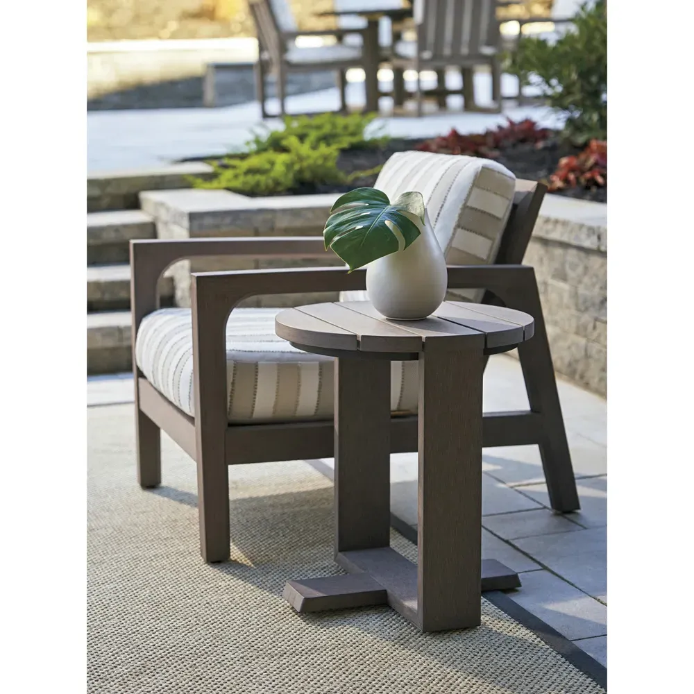 Mozambique Round Outdoor Side Table - Brown, Teak