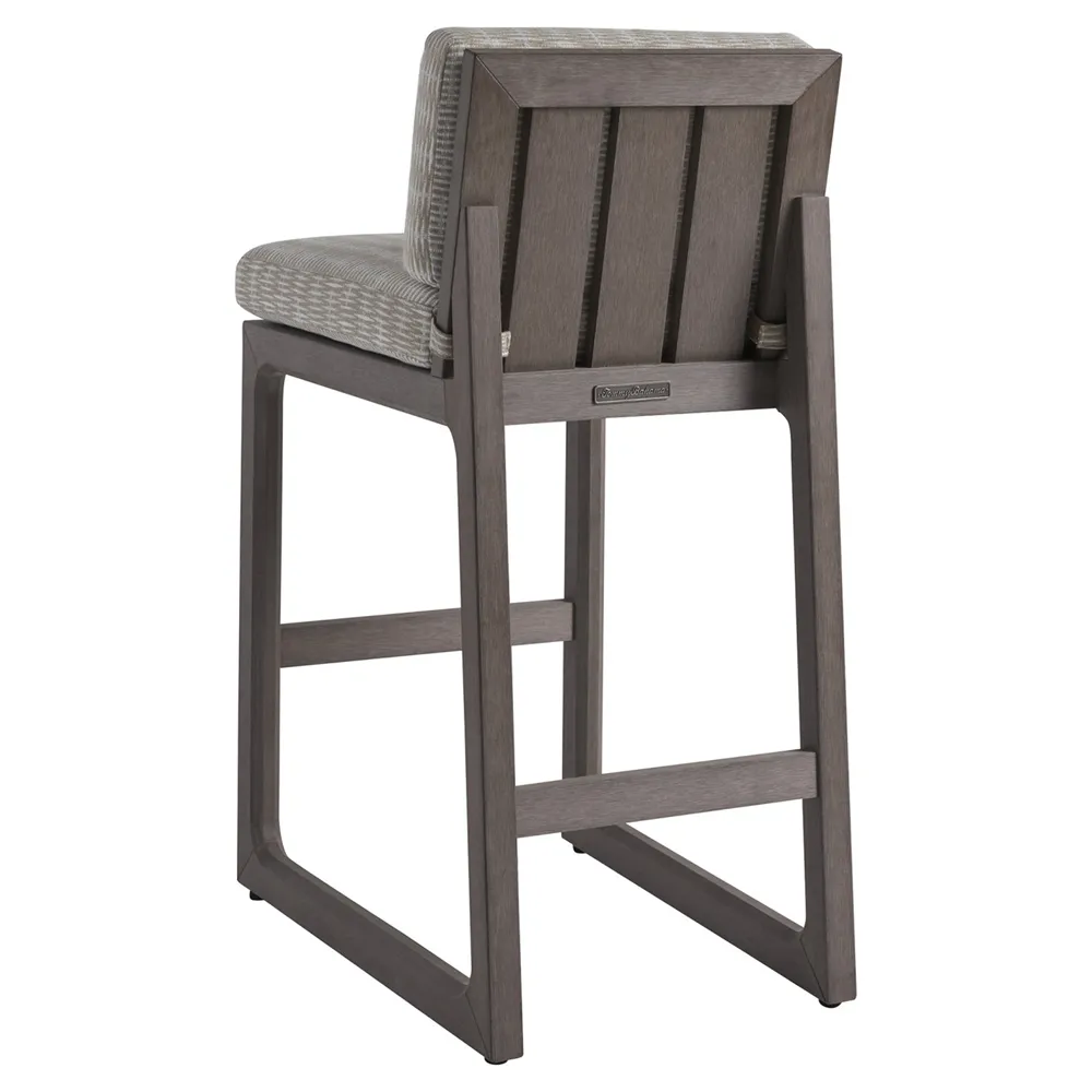 Mozambique Upholstered Outdoor Bar Stool - Beige, Teak