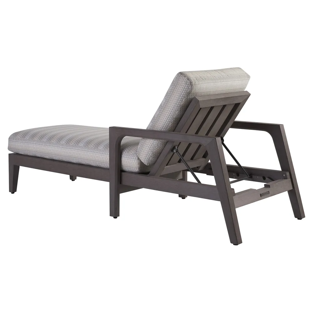 Mozambique Upholstered Outdoor Chaise Lounge - Beige, Teak
