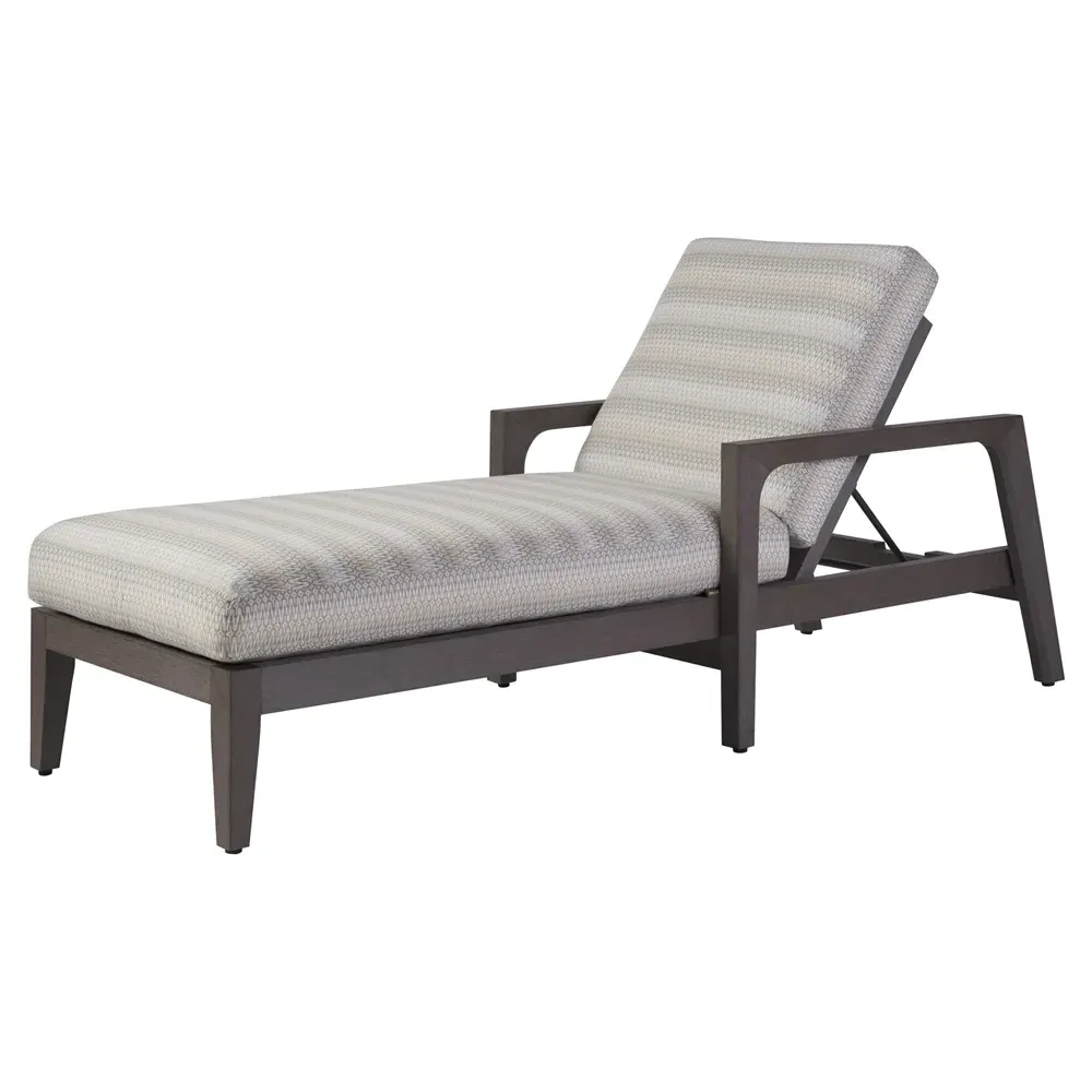 Mozambique Upholstered Outdoor Chaise Lounge - Beige, Teak