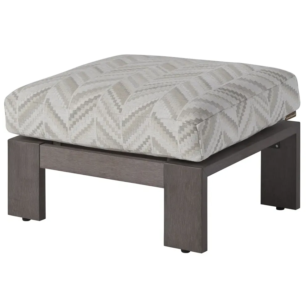 Mozambique Upholstered Outdoor Ottoman - Beige, Teak