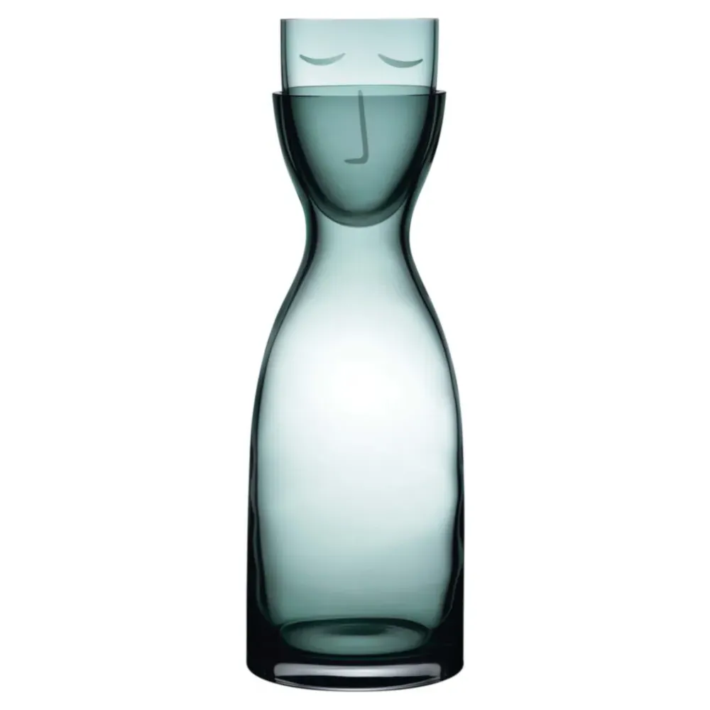 Mr. & Mrs. Large Crystal Water Carafe Set - Green