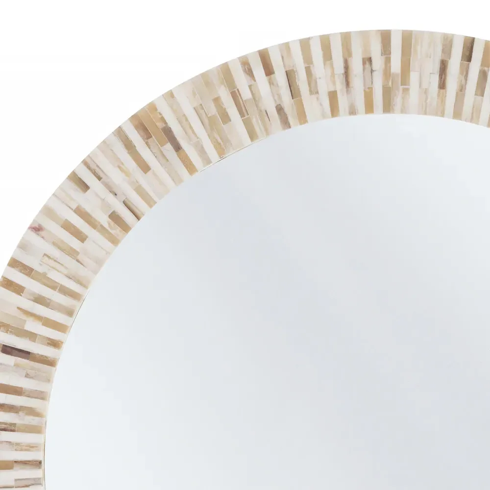 Multitone Rustic Lodge Round Mirror - Natural Brown, Bone