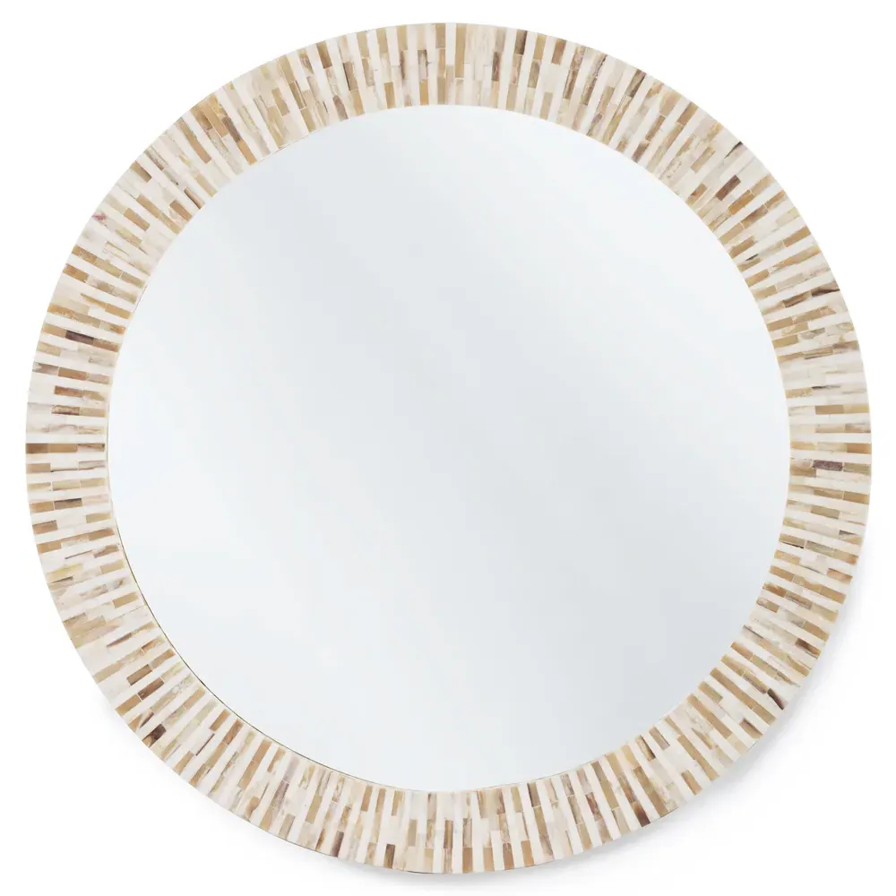 Multitone Rustic Lodge Round Mirror - Natural Brown, Bone image