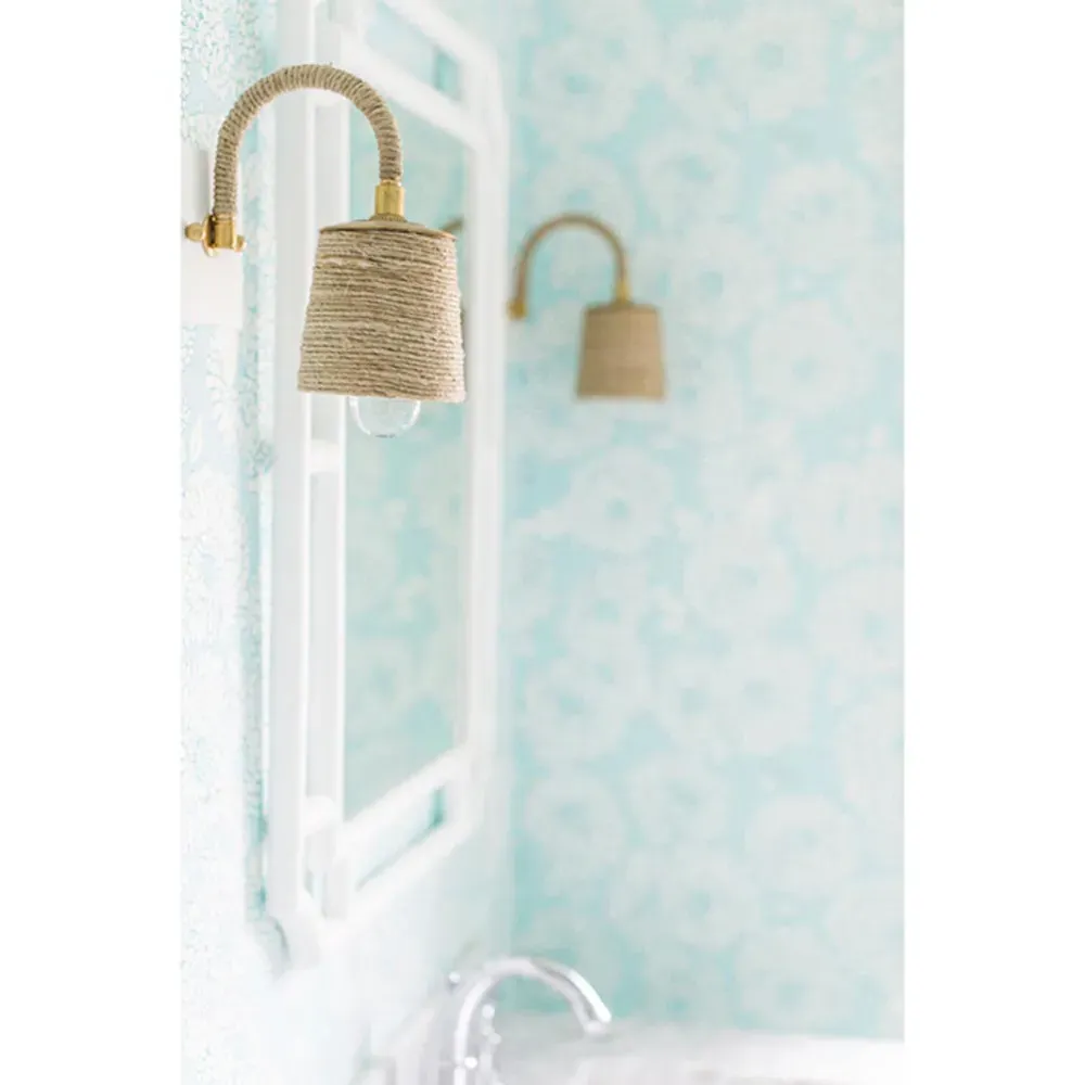 Murray Armed Sconce with Hemp Wrap - Brown, Brass