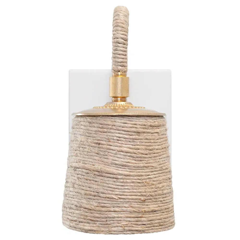 Murray Armed Sconce with Hemp Wrap - Brown, Brass