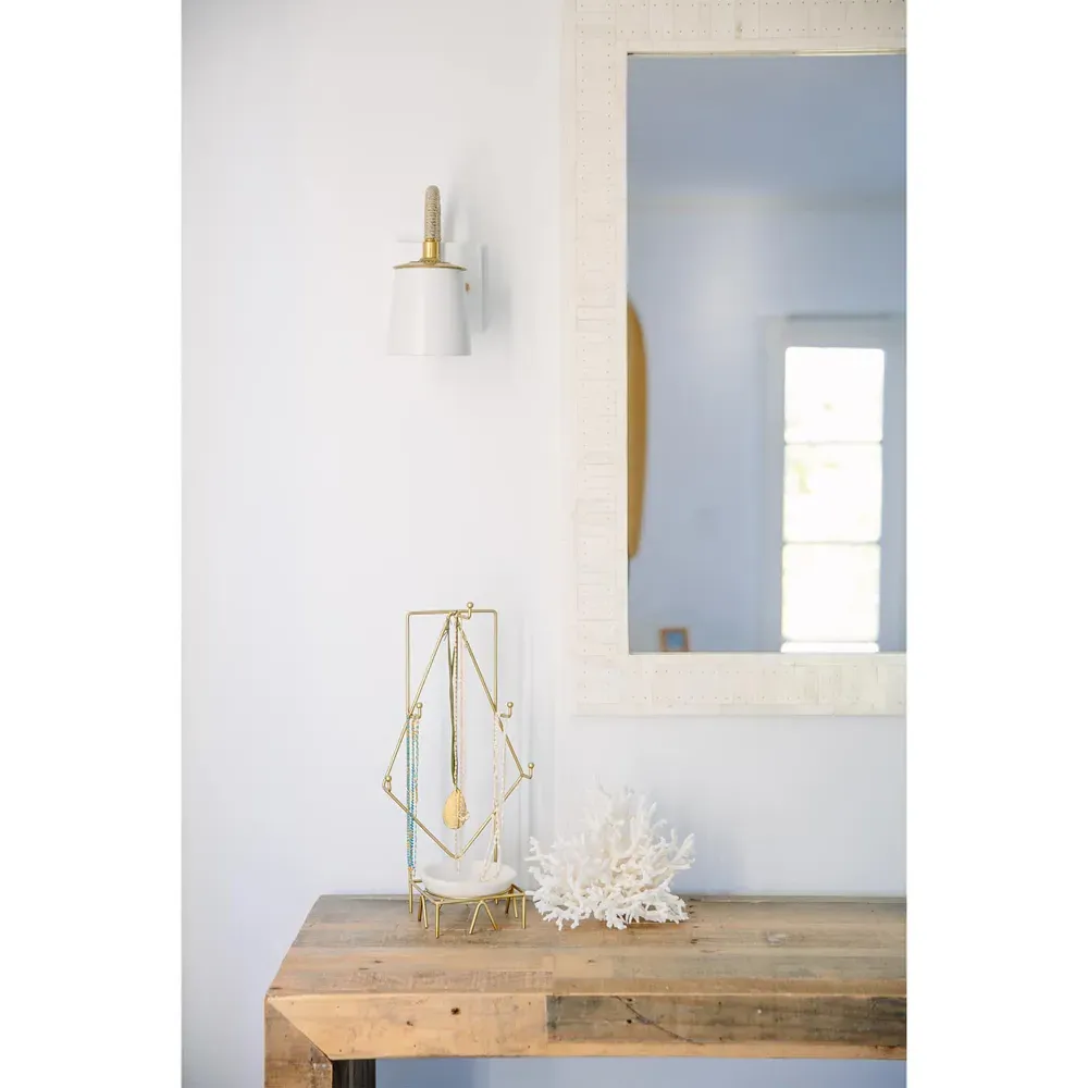 Murray Armed Sconce with Hemp Wrap - White, Brass