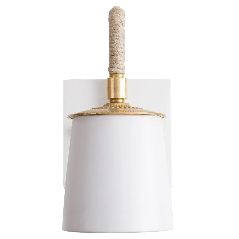 Murray Armed Sconce with Hemp Wrap - White, Brass image