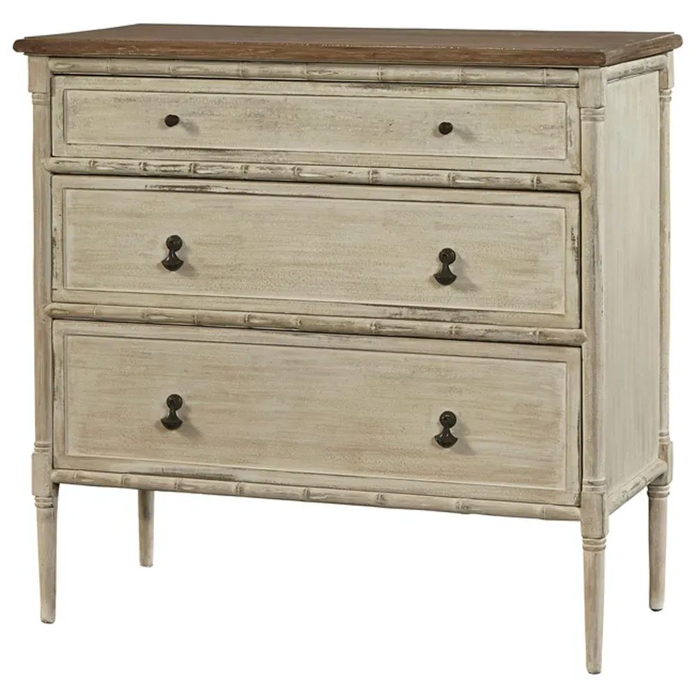 Mylah Faux Bamboo Bachelor Chest - Cream, Mahogany Wood image