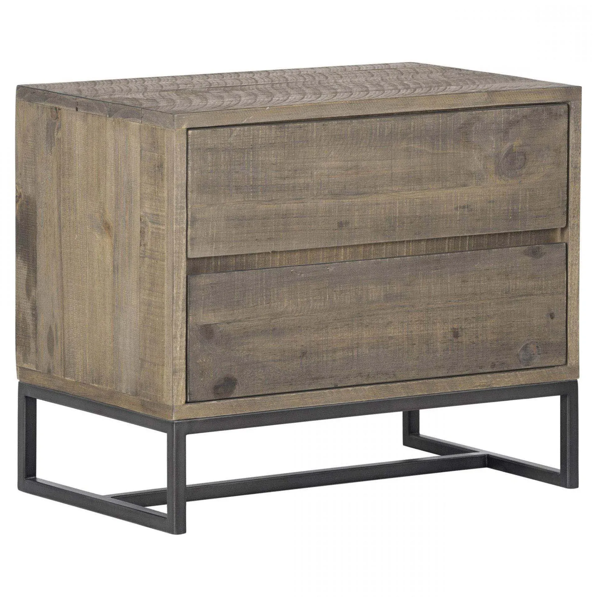 Mylo 2 Drawer Nightstand - Brown, Pine Wood