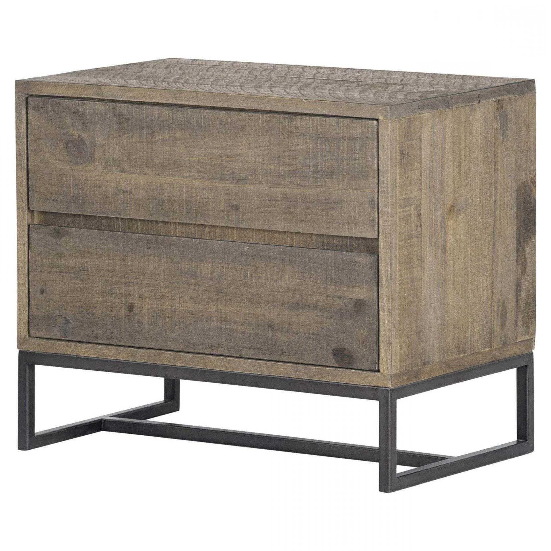 Mylo 2 Drawer Nightstand - Brown, Pine Wood