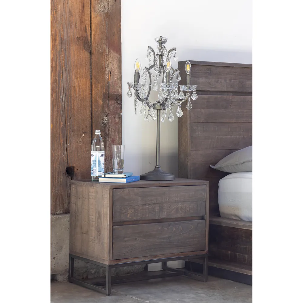 Mylo 2 Drawer Nightstand - Brown, Pine Wood