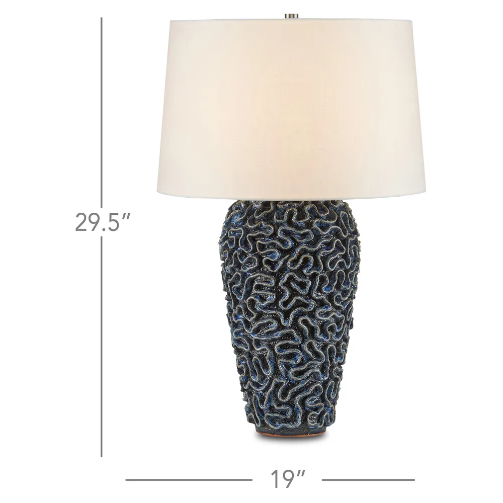 Myra Ceramic Base Bedside Table Lamp - Blue