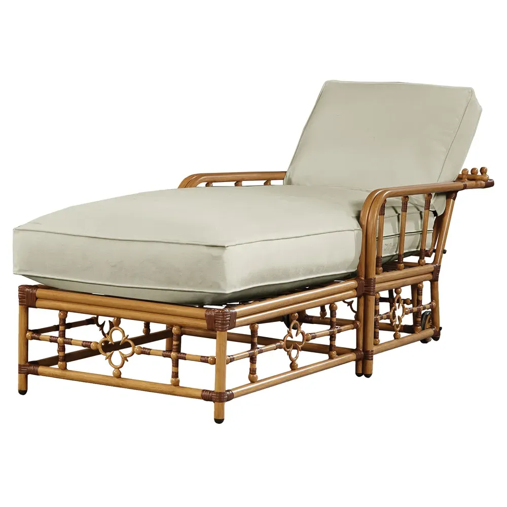 Myrah Adjustable Outdoor Chaise Lounge - Beige, Aluminum image