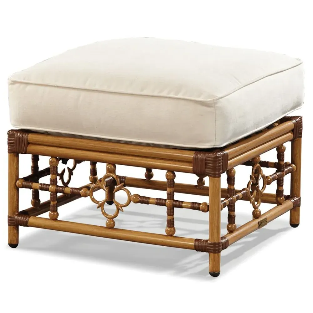 Myrah Square Ottoman - White, Aluminum