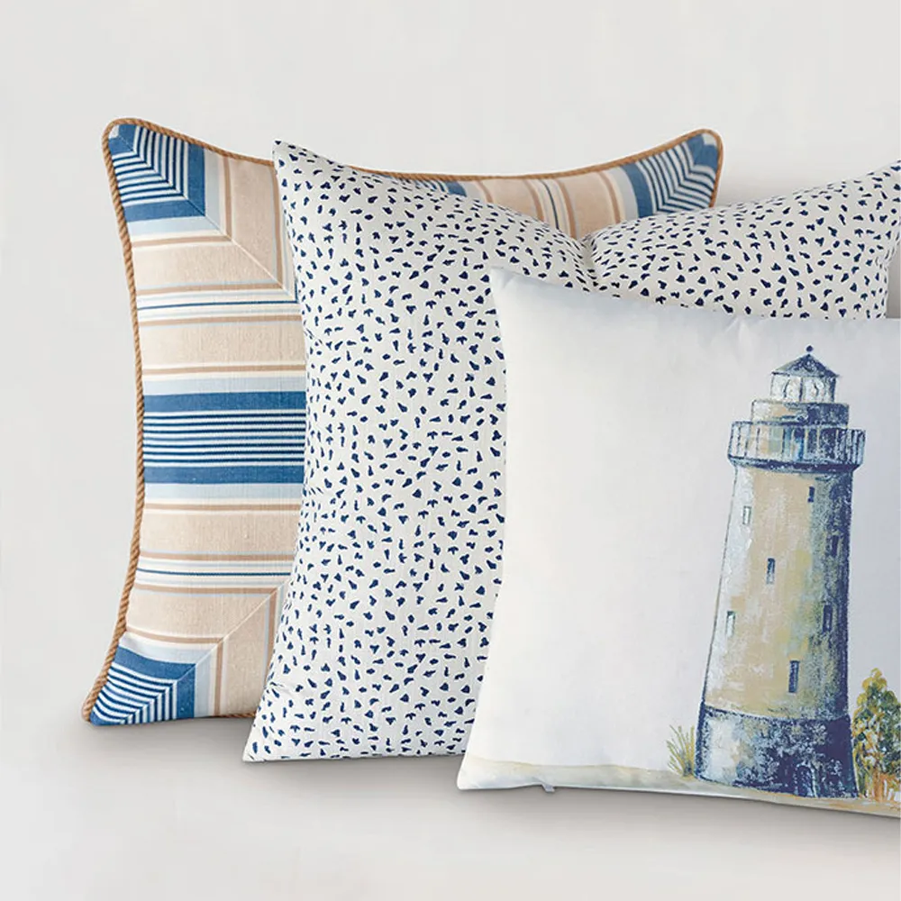 Myrthe Geometric Throw Pillow - Blue, Cotton