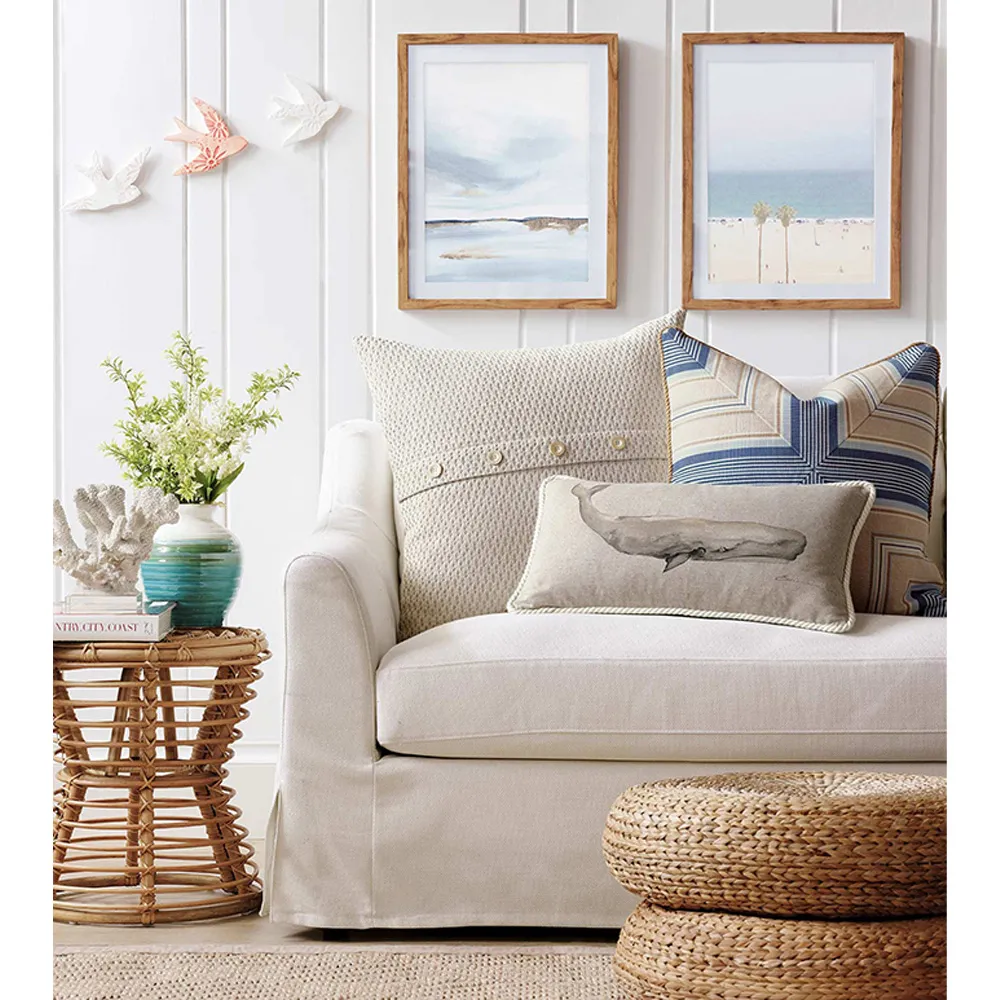 Myrthe Geometric Throw Pillow - Blue, Cotton