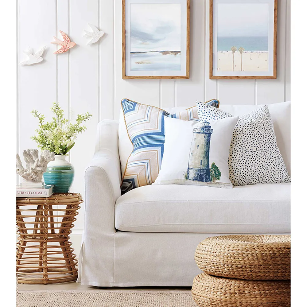 Myrthe Geometric Throw Pillow - Blue, Cotton