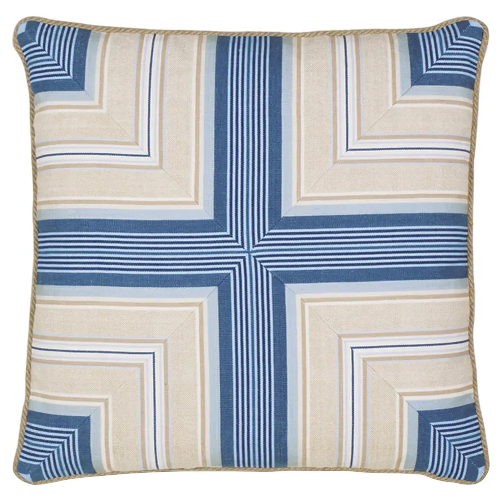 Myrthe Geometric Throw Pillow - Blue, Cotton