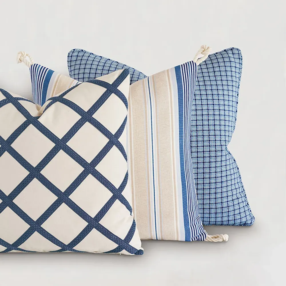 Myrthe Striped Throw Pillow - Blue, Cotton