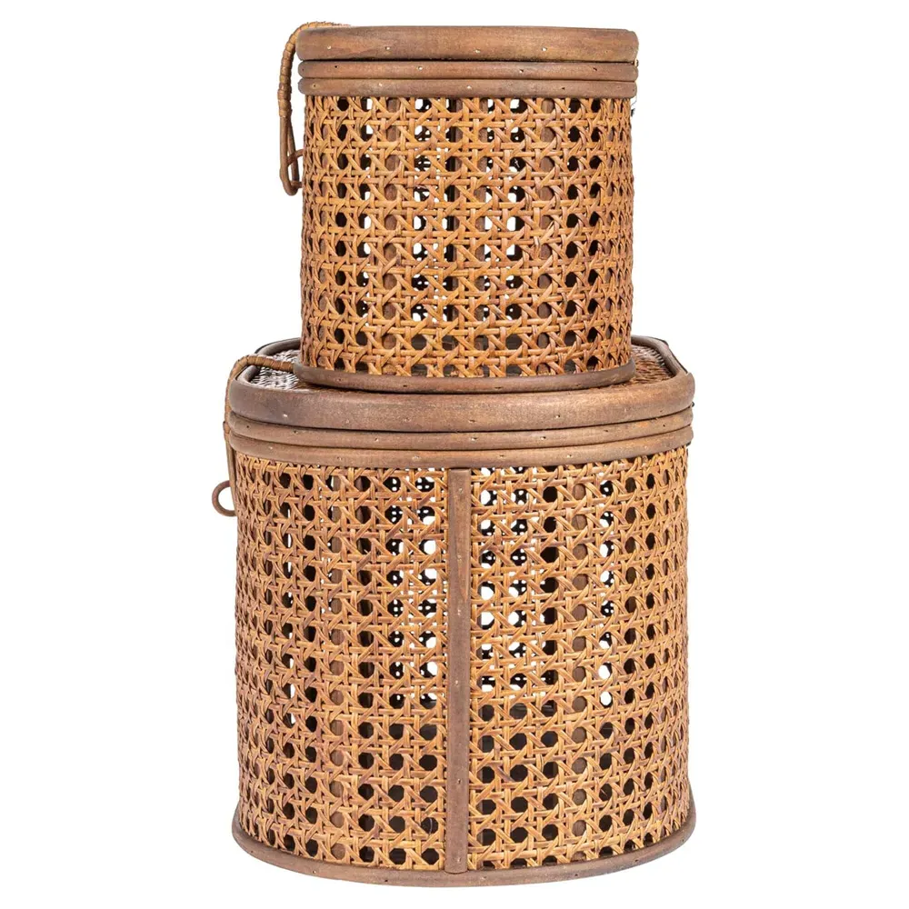 Myrtle Woven Decorative Box Set - Dark Brown, Rattan