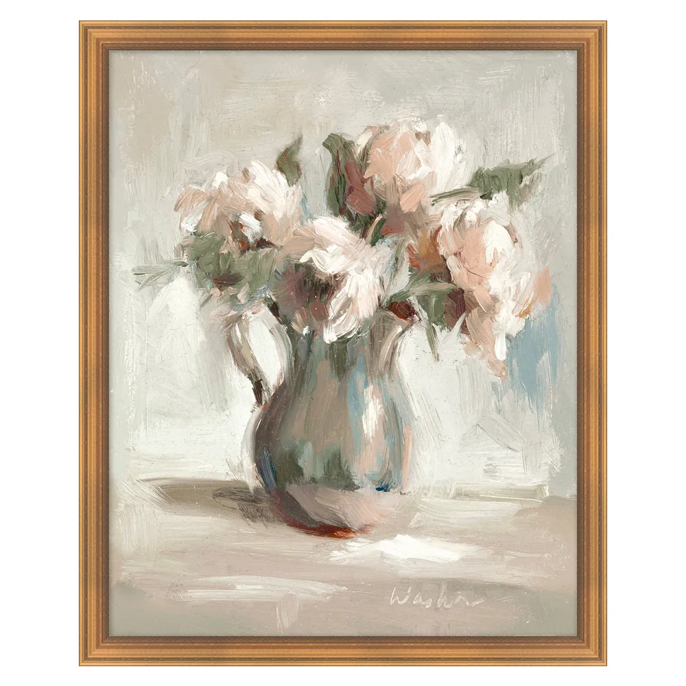 Naiad Floral & Botanical Gold Frame Painting 1 - Grey image