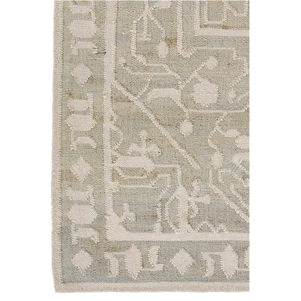Naima Oushak Patterned Runner Rug - Blue, Wool