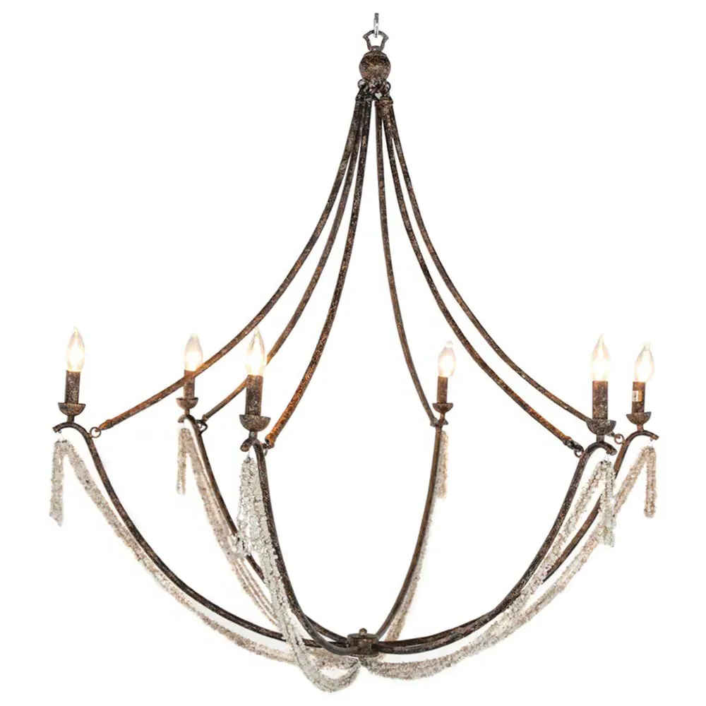 Nakita Candle Style Chandelier - Brown, Stone Beads