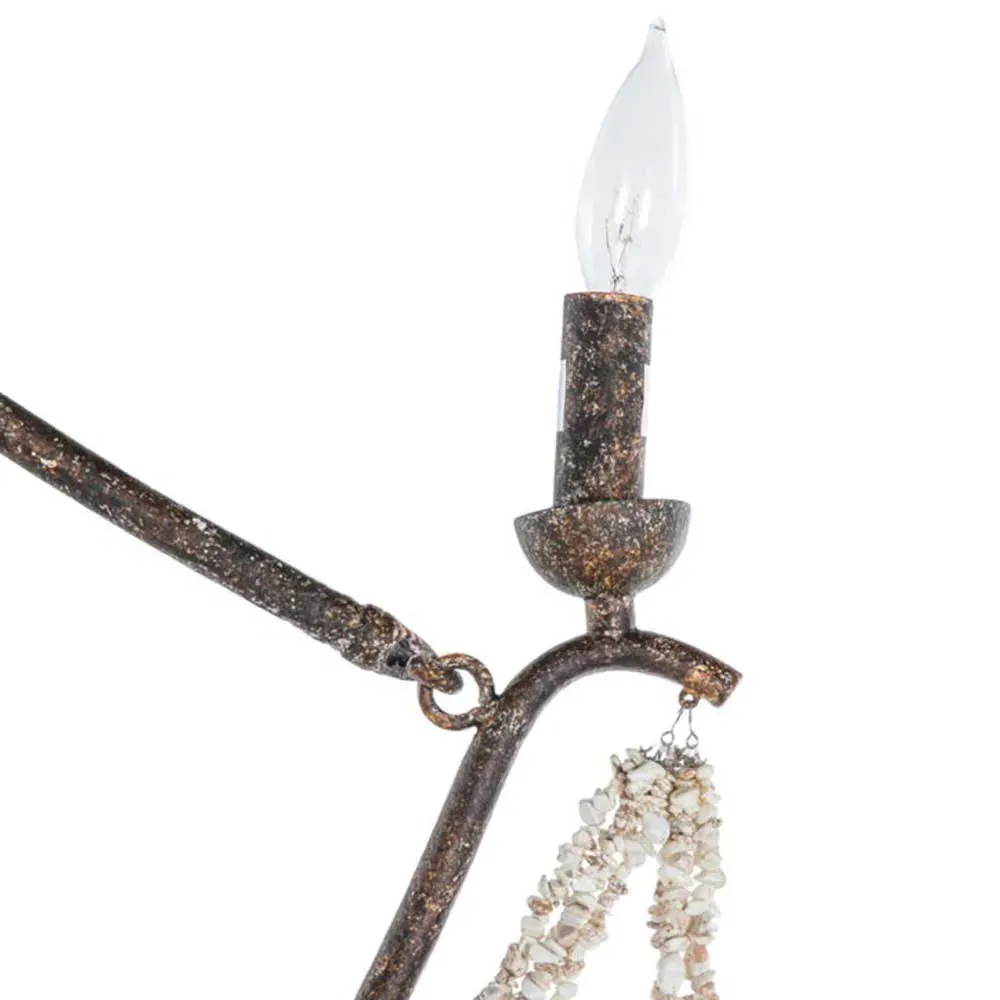 Nakita Candle Style Chandelier - Brown, Stone Beads
