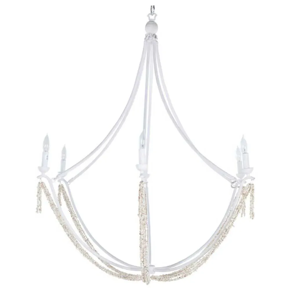 Nakita Candle Style Chandelier - White, Stone Beads