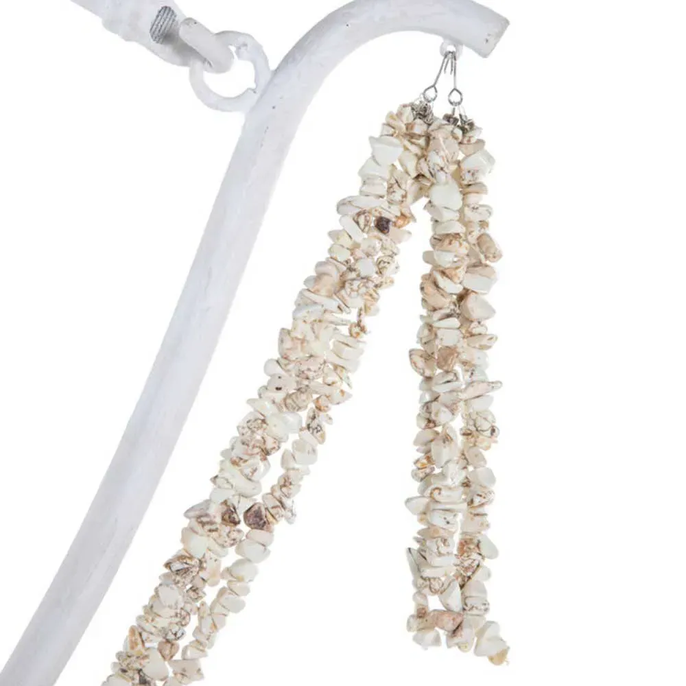 Nakita Candle Style Chandelier - White, Stone Beads