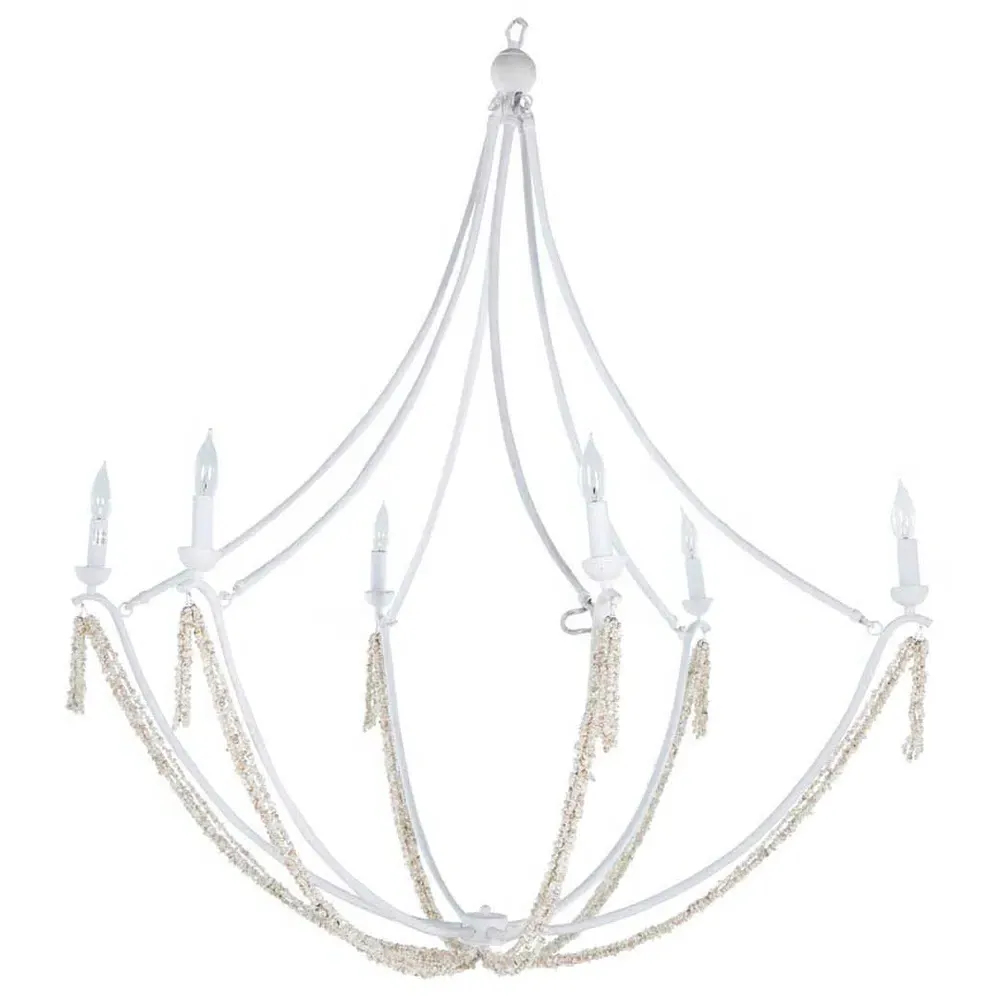 Nakita Candle Style Chandelier - White, Stone Beads