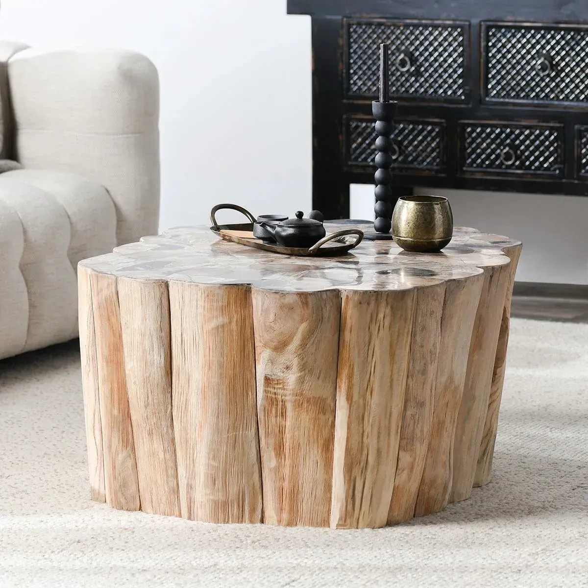 Nala Coffee Table - Brown, Teak Wood
